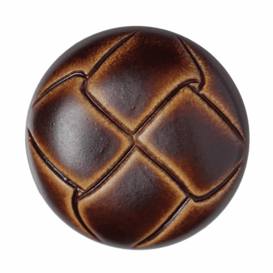 Hemline Brown Plastic Leather Look Button - 15mm (Pack of 3)