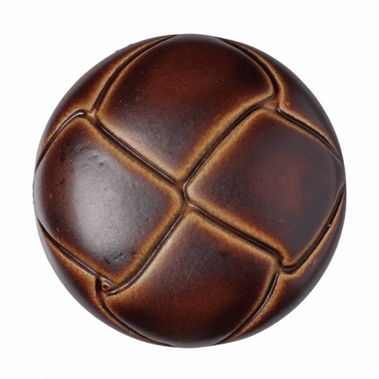 Hemline Brown Plastic Leather Look Button - 22.5mm (Pack of 2)