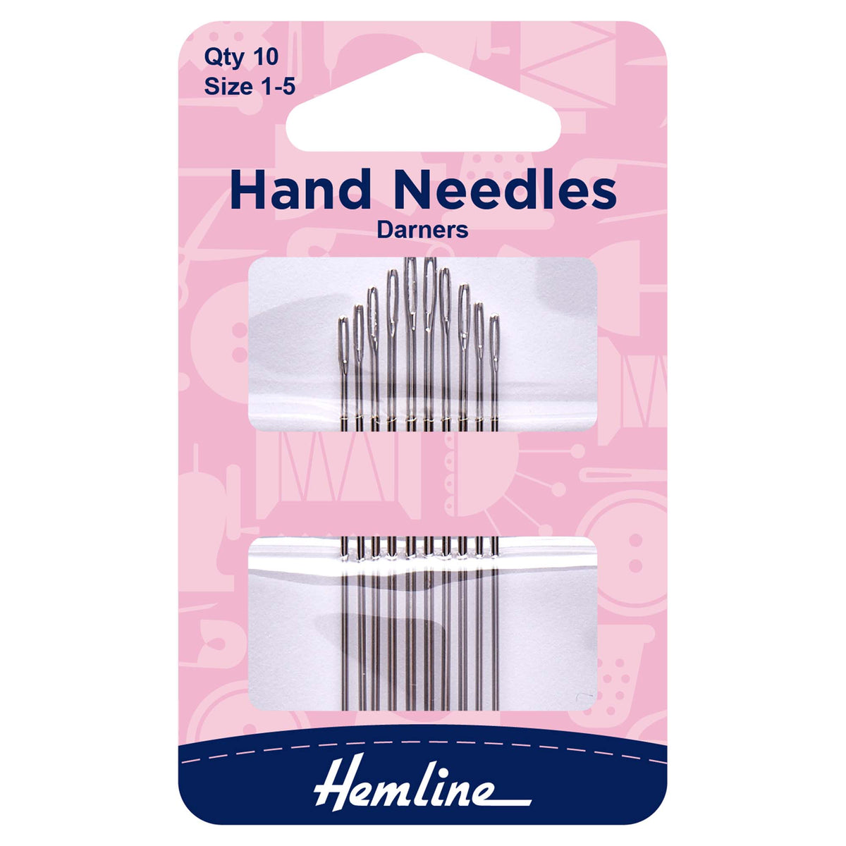 Hemline darning needles sizes 1-5 in retail packet