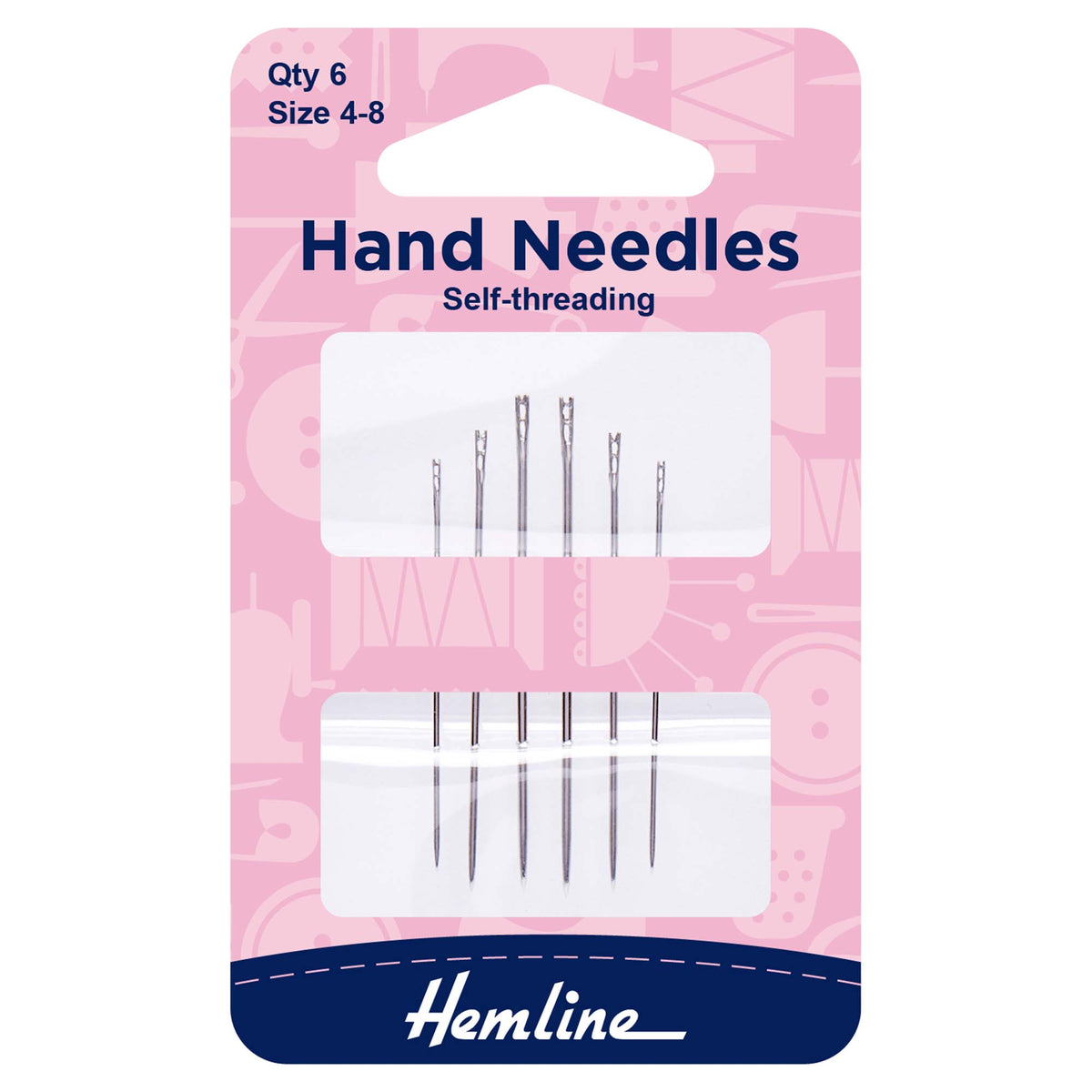 Hemline self-threading hand sewing needles in retail pack