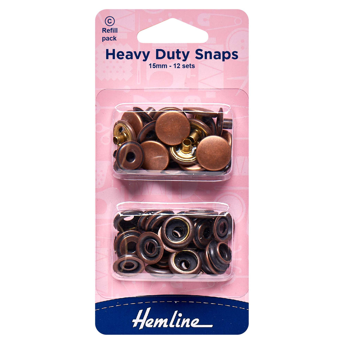 Pack of bronze 15mm heavy duty snap fasteners