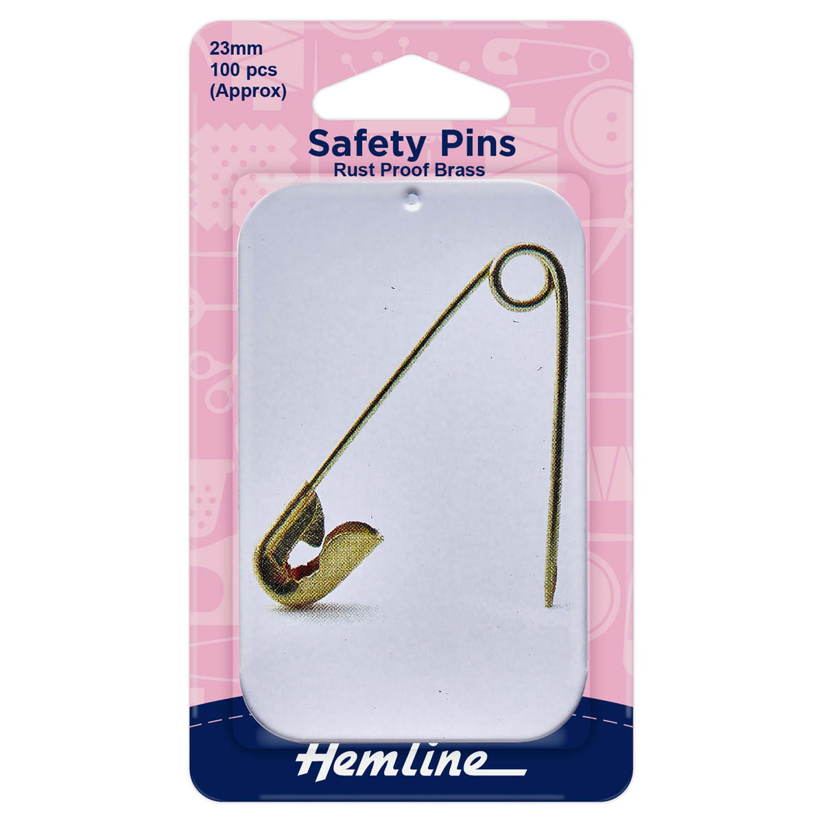Slide-top tin of 100 brass safety pins