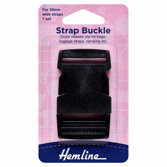 Hemline Black Strap Buckle - 32mm (1 Pack)