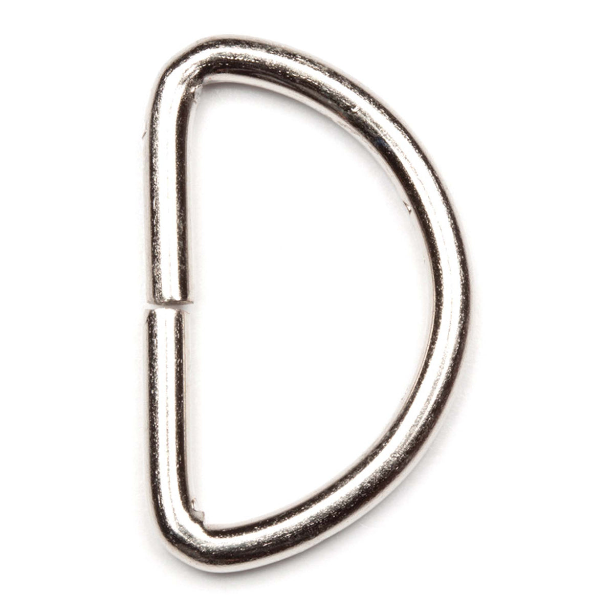 Three nickel metal D rings on a Hemline card