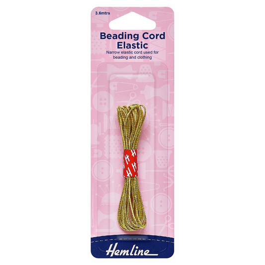 Hemline Gold Beading Elastic Cord - 3.6m x 1.3mm