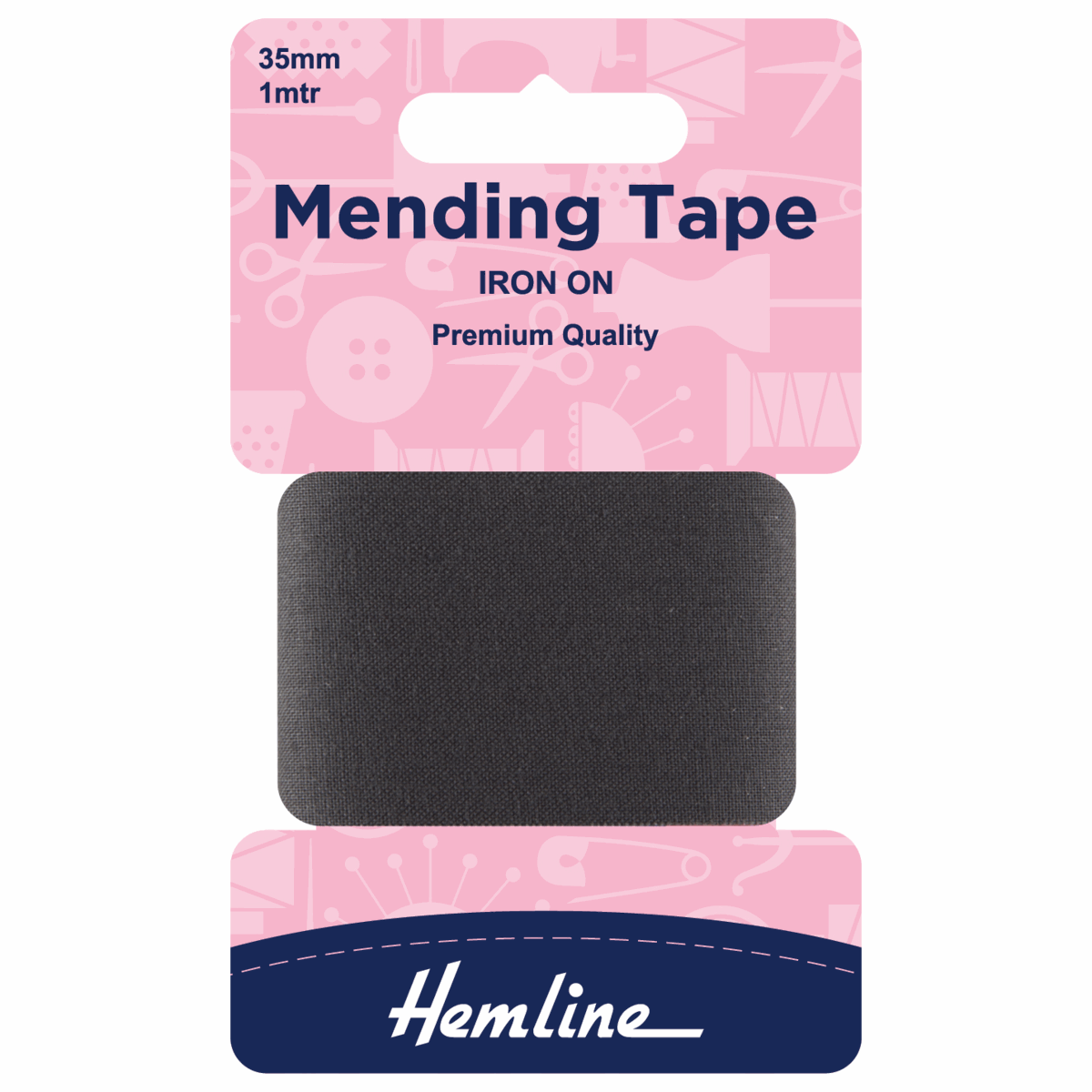 Hemline Dark Grey Iron-On Mending Tape - 100cm x 38mm