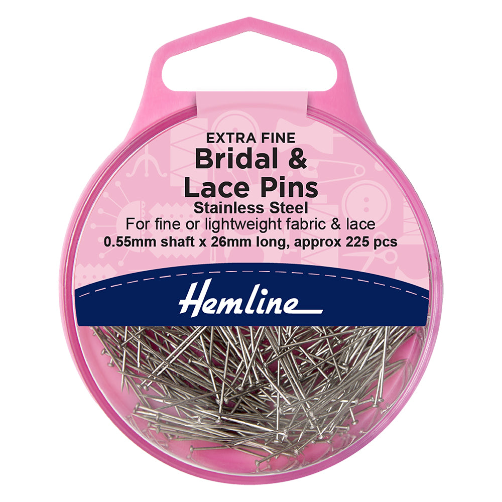 Hemline case of extra fine bridal and lace pins