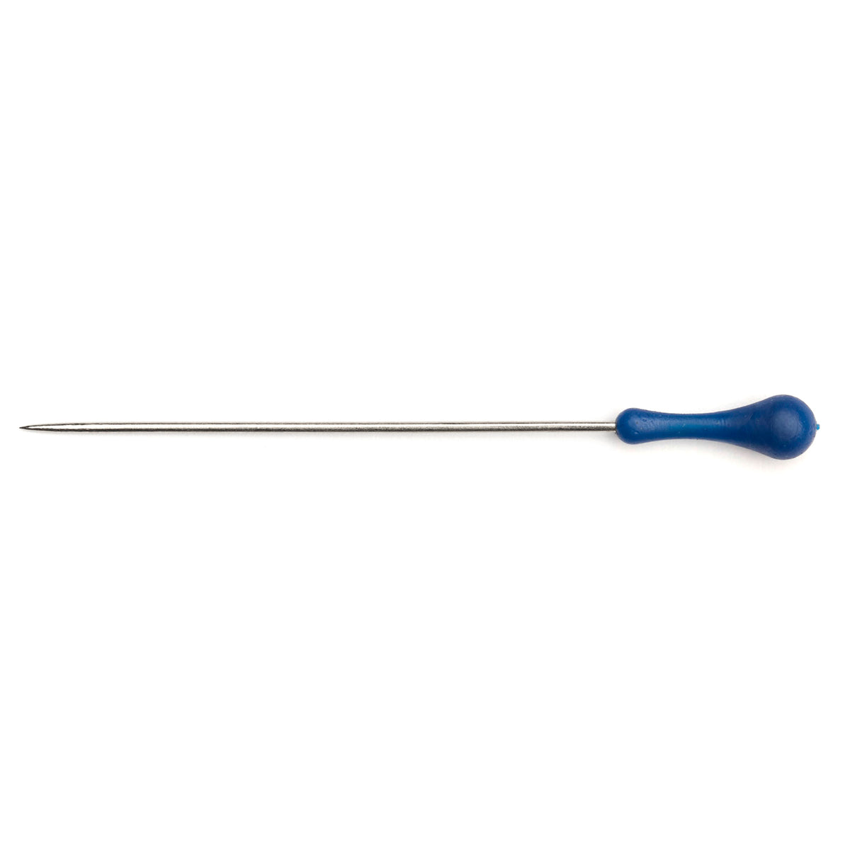 Box of long pins with blue elongated plastic heads