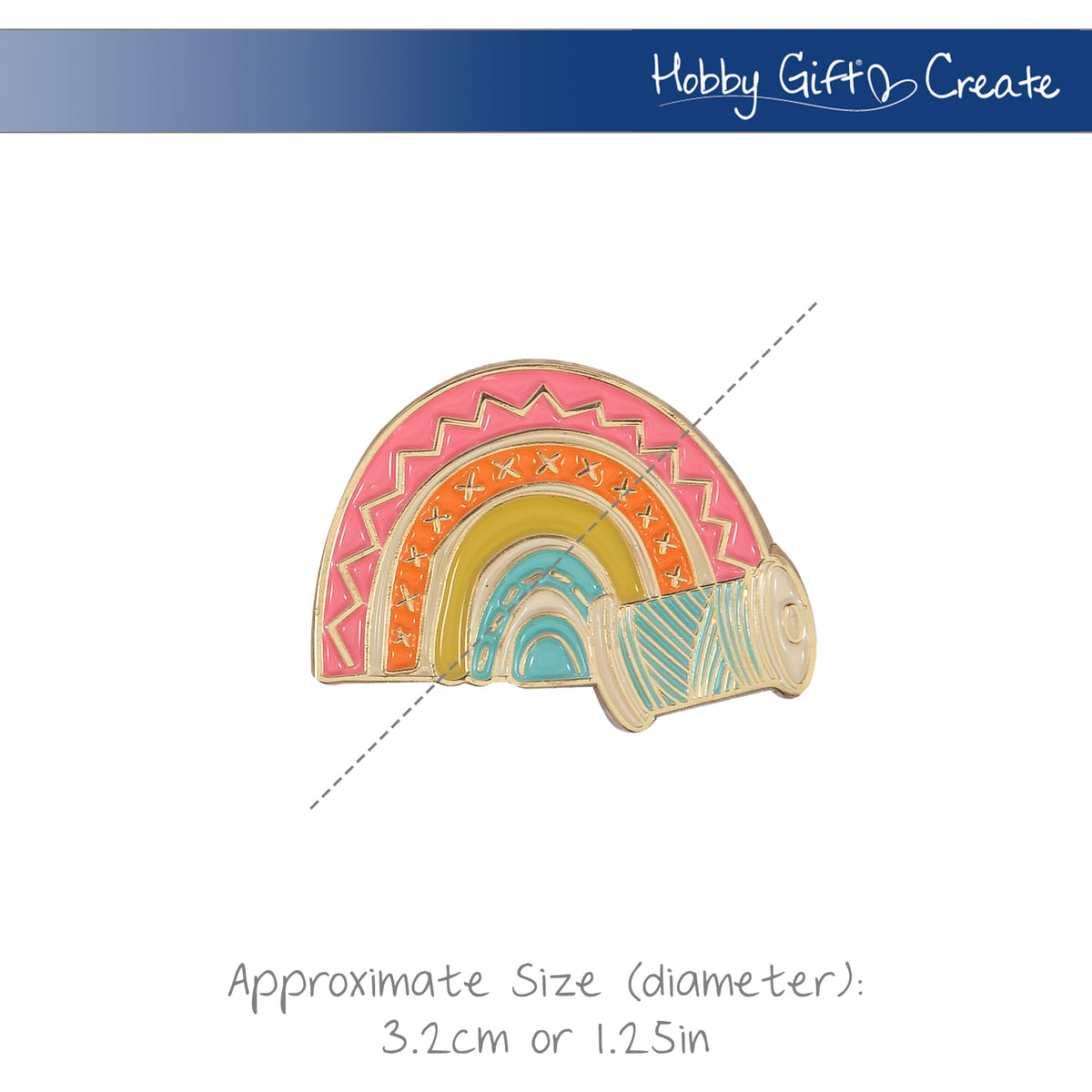 Enamel rainbow and cotton reel needle minder
