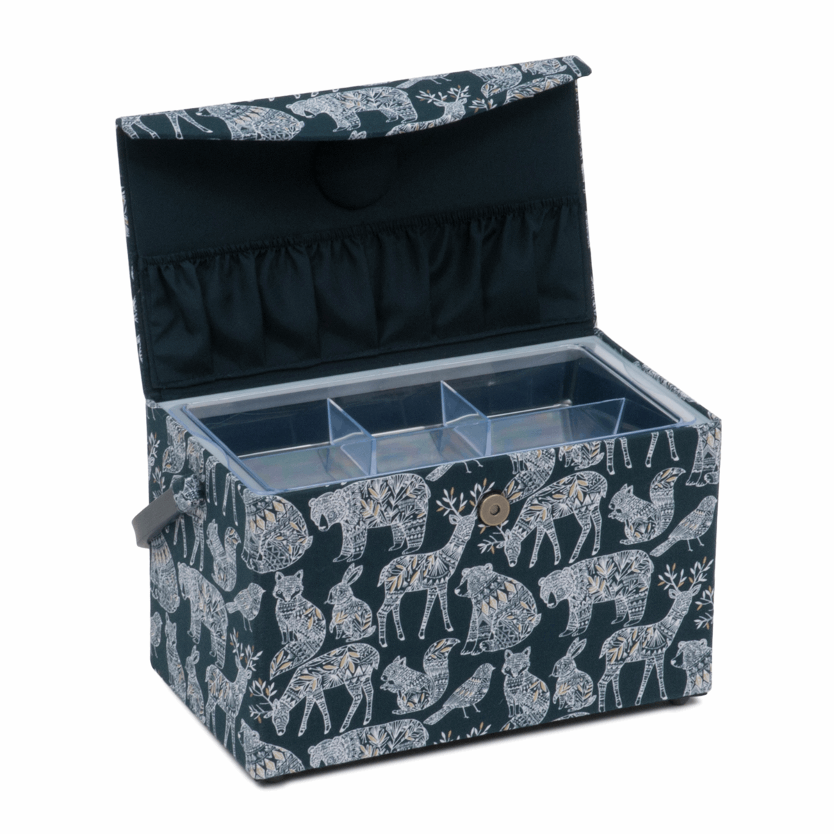 Nordic Navy Sewing Box with Fold Over Lid