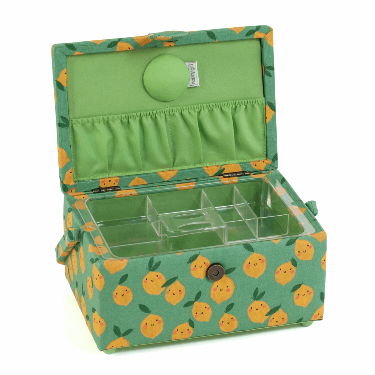 Lemons Rectangle Embroidered Lid Sewing Box - Medium