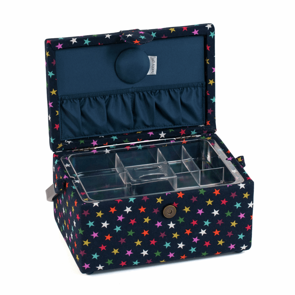 Navy Stars Rectangle Sewing Box - Medium