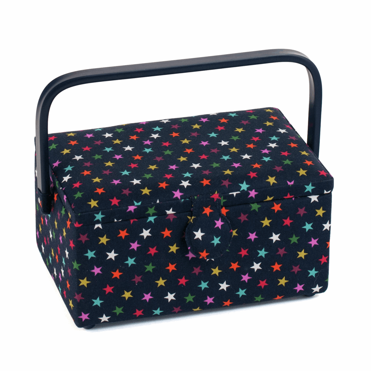Navy Stars Rectangle Sewing Box - Medium