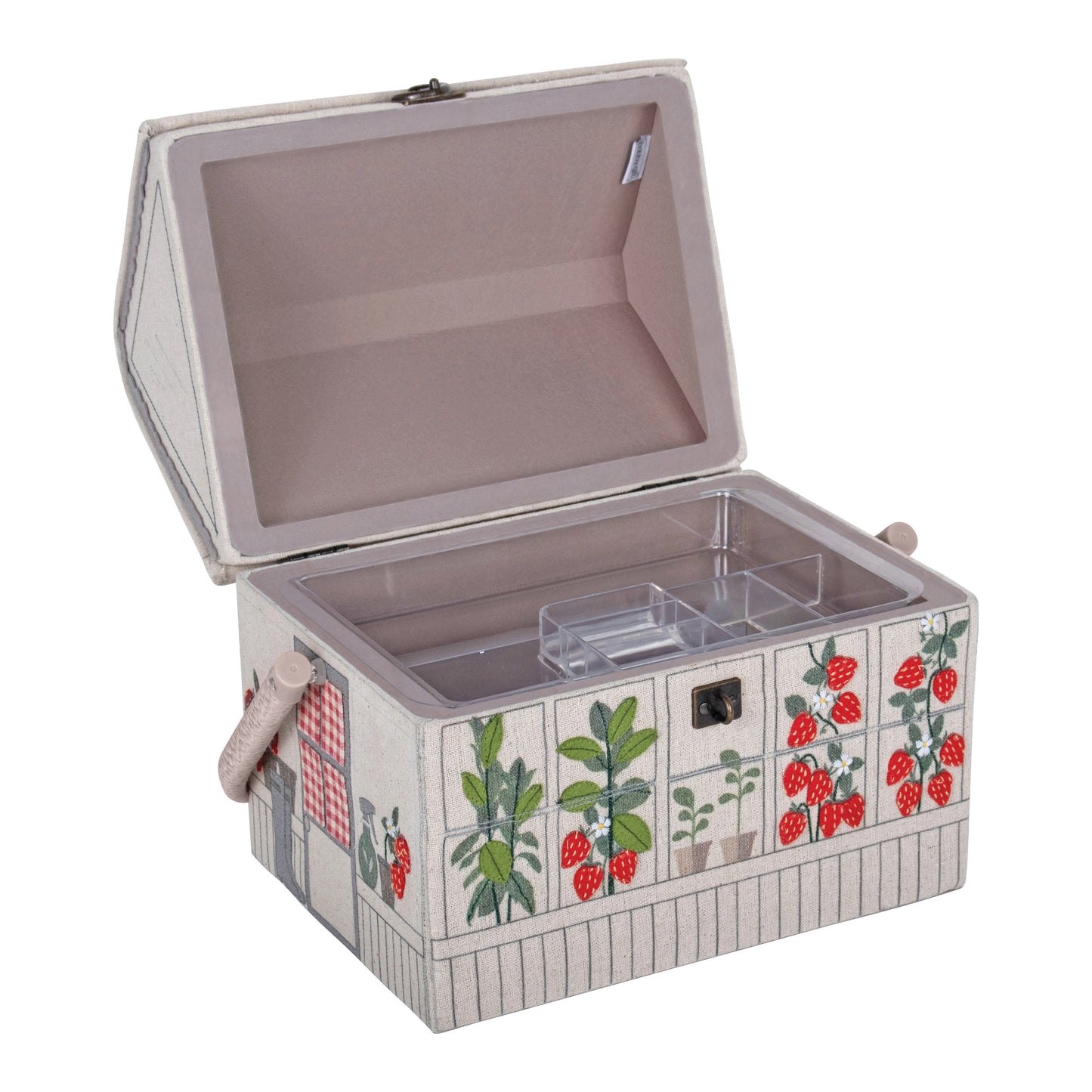 Strawberry Greenhouse Embroidered Sewing Box