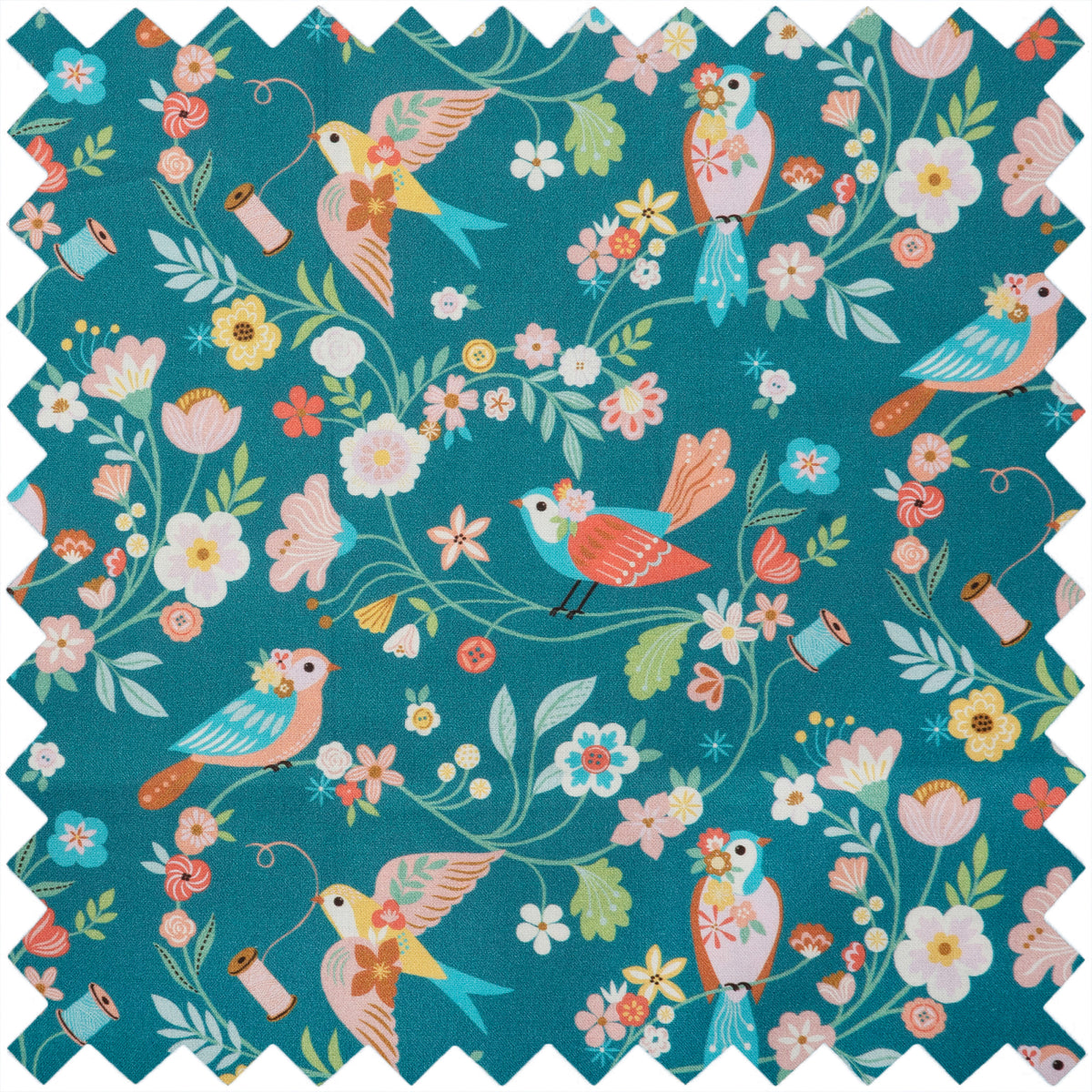 Large Bird Aviary print project pouch with clear front pocket