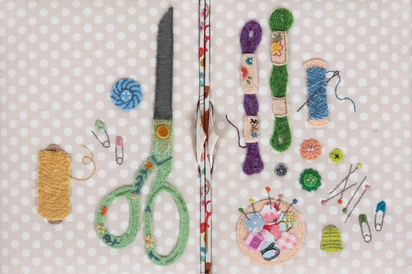 Haby Notions Appliqué and Embroidered with Twin Lid Sewing Box - Large