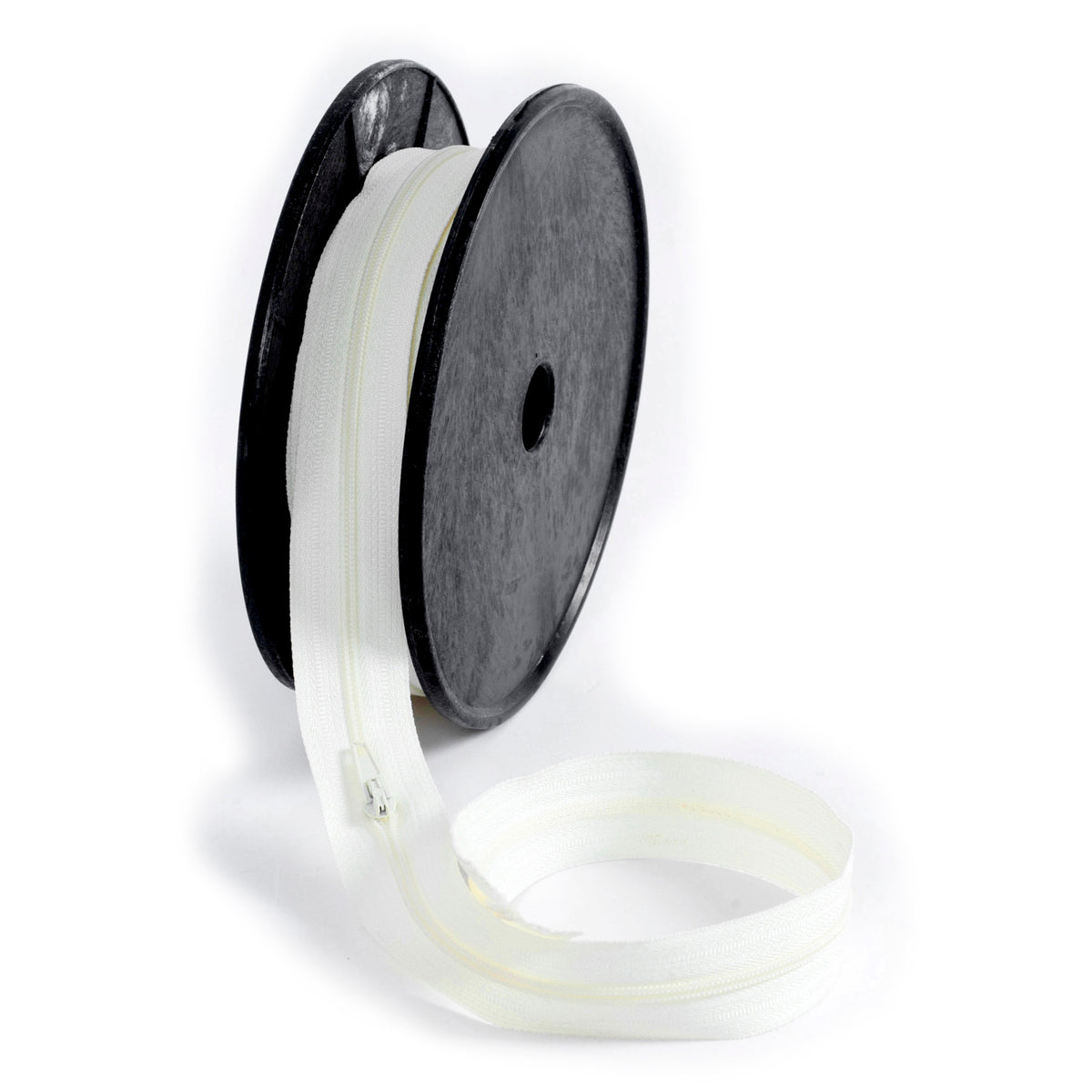 Roll of cream continuous nylon zip with sliders