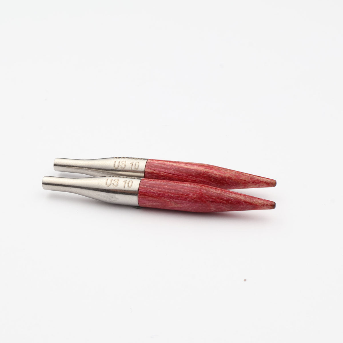 Pair of colourful KnitPro Dreamz 6.00mm mini interchangeable wooden needle tips