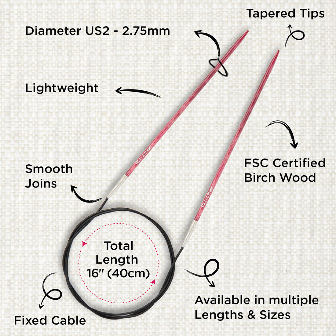 KnitPro Dreamz 25cm 2.75mm wooden fixed circular knitting needle
