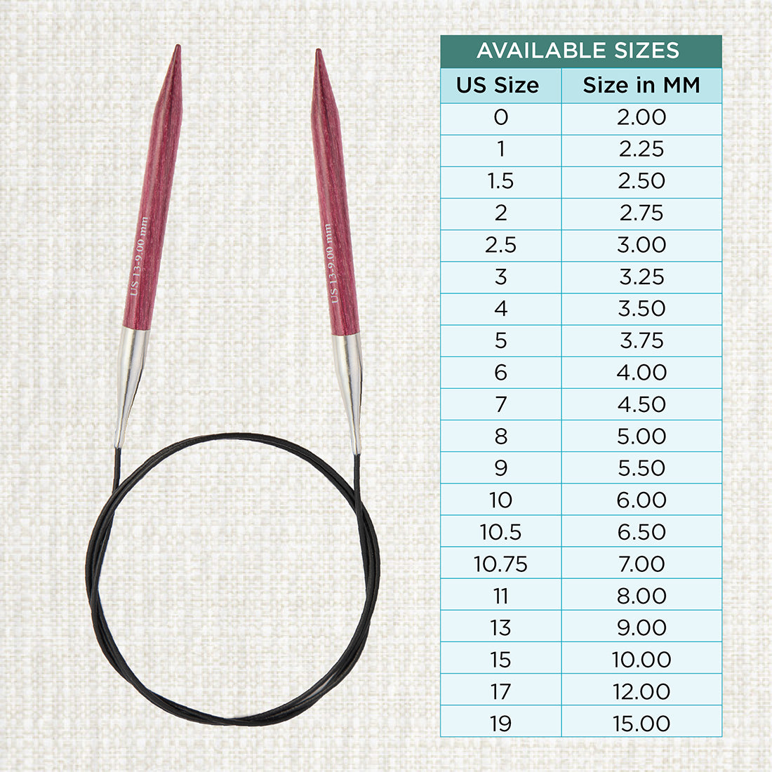 KnitPro Dreamz 9mm birch wood fixed circular knitting needle with 60cm cable