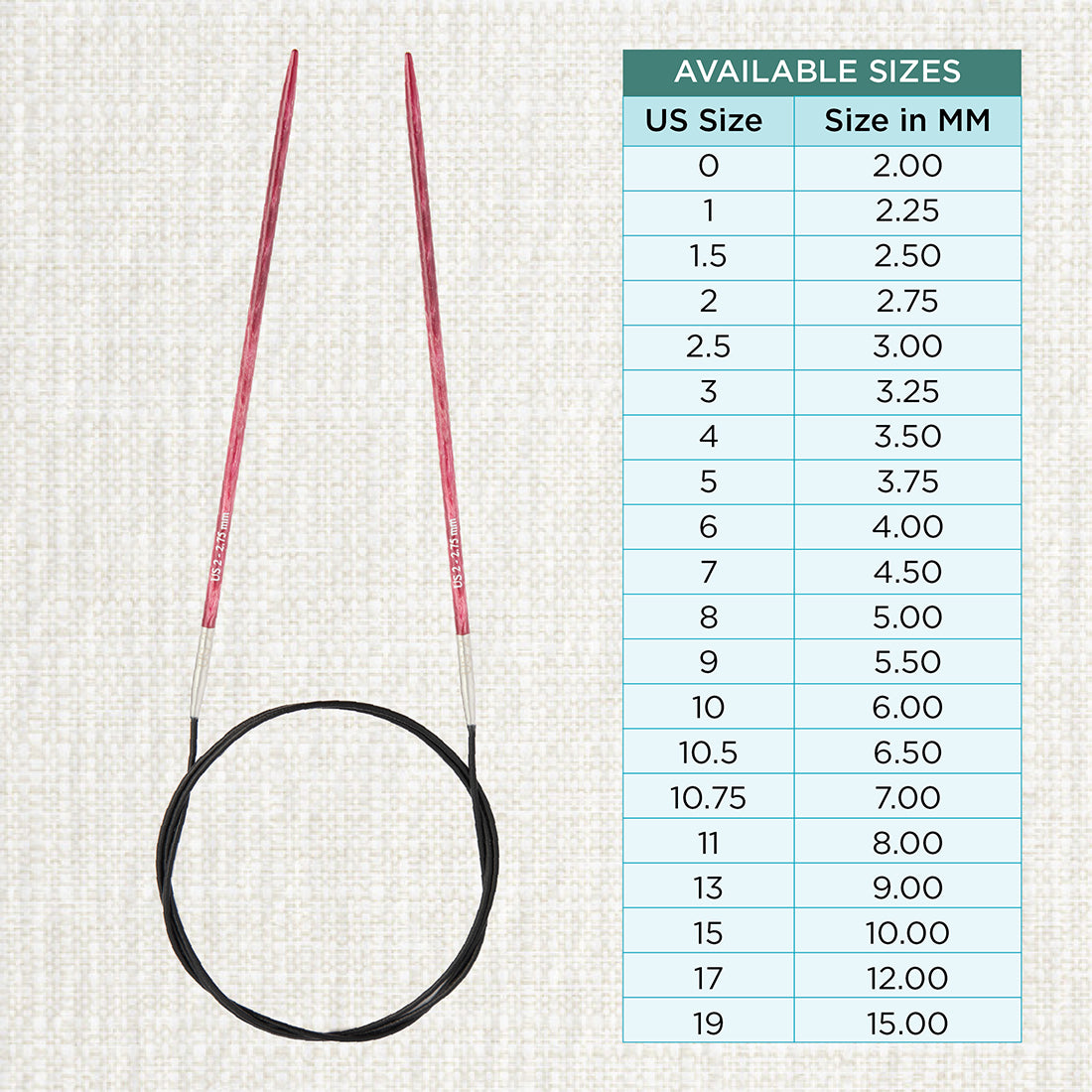 KnitPro Dreamz 2.75mm birch wood fixed circular knitting needle with 80cm cable