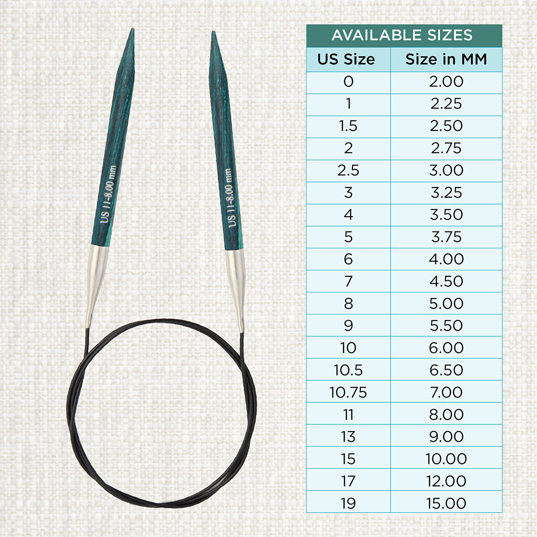 KnitPro Dreamz 8mm fixed circular knitting needle with birch wood tips and 100cm cable