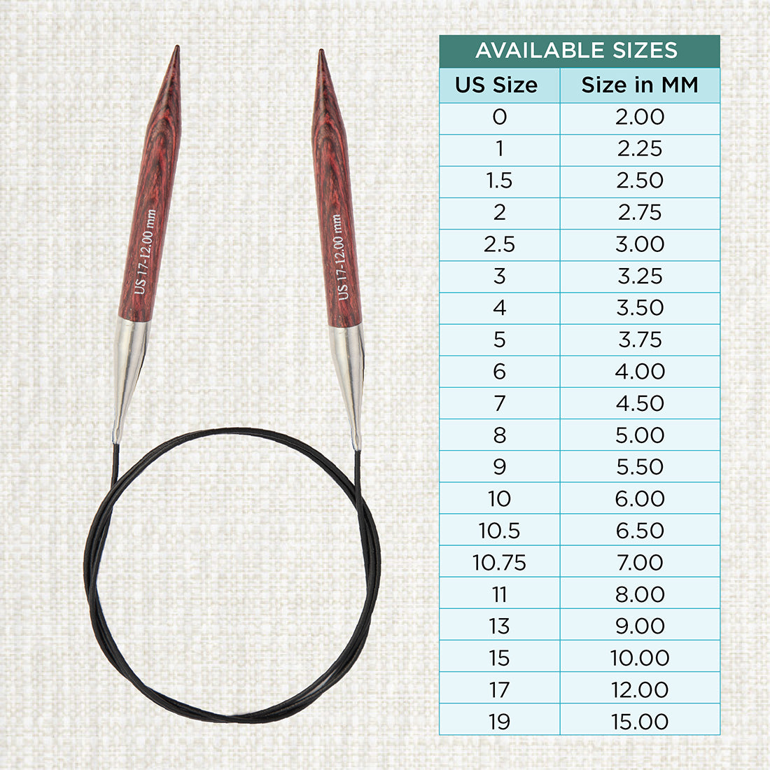 KnitPro Dreamz 12mm fixed circular knitting needle with birch wood tips and 100cm cable