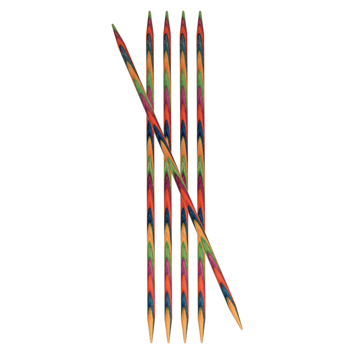 Set of 5 multi-coloured KnitPro Symfonie wooden double pointed needles