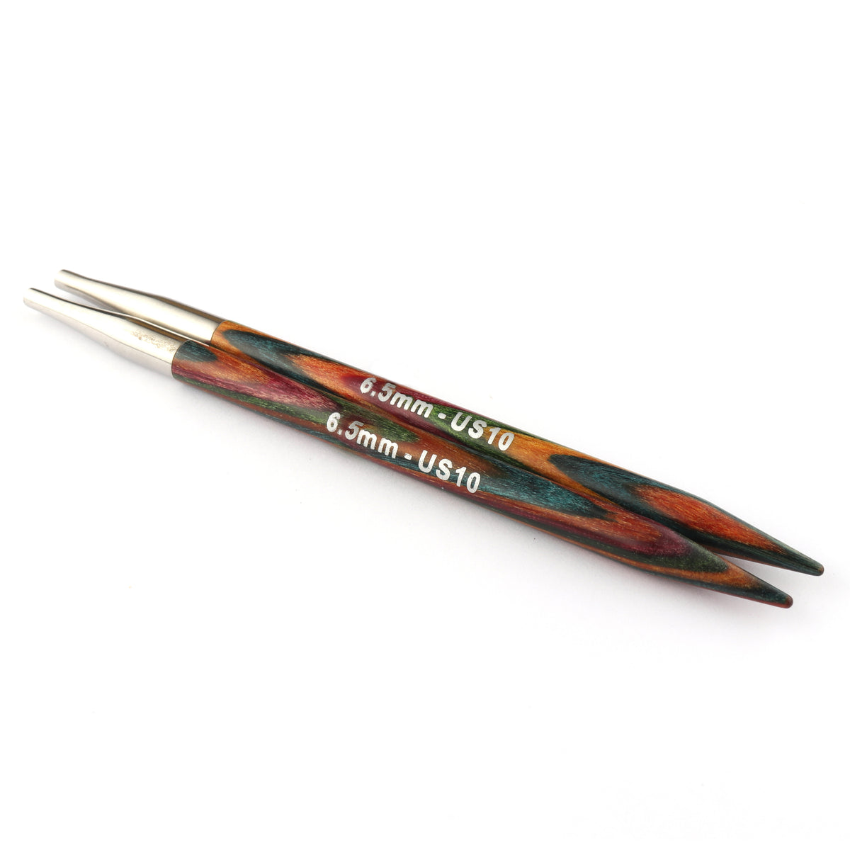 KnitPro Symfonie multi-coloured birchwood 10cm interchangeable needle tips, 6.5mm