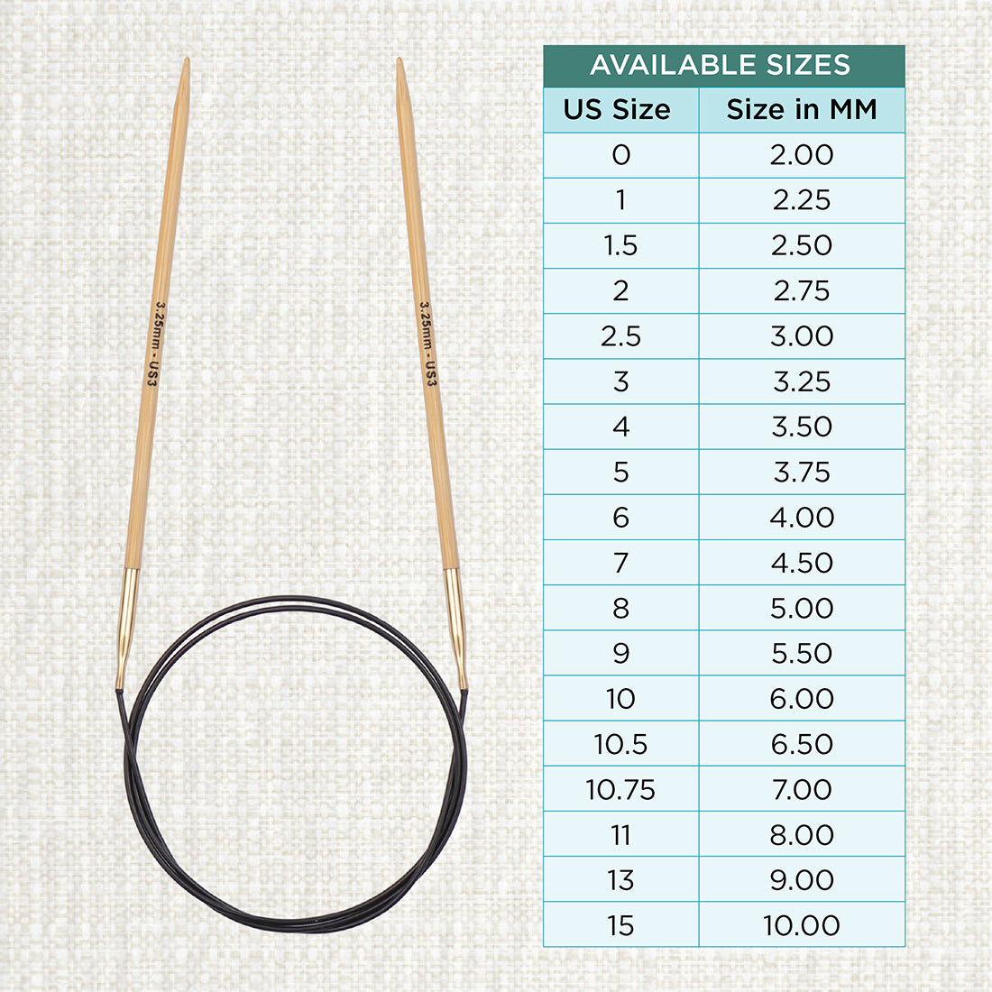KnitPro bamboo fixed circular knitting needle 3.25mm with 60cm black cable