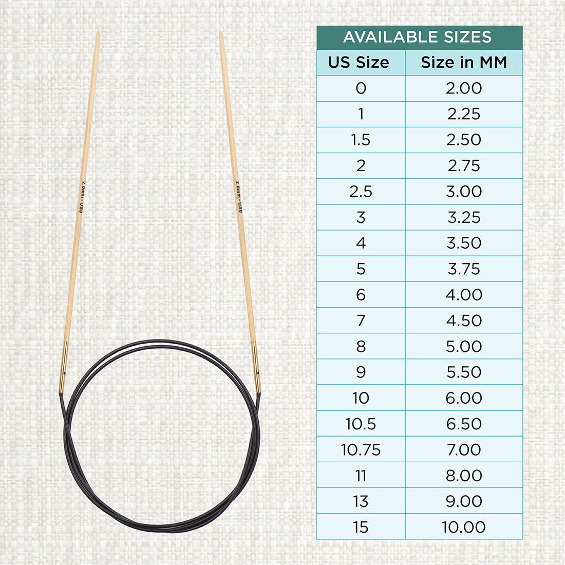 KnitPro bamboo fixed circular knitting needle 2.0mm with 80cm black cable