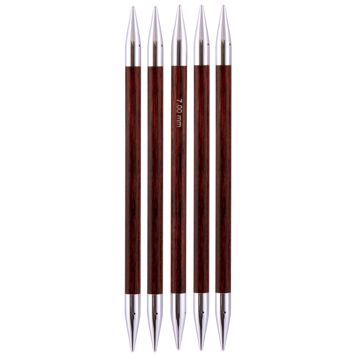 KnitPro Royale 7mm striped wooden double-pointed knitting needles with brass tips