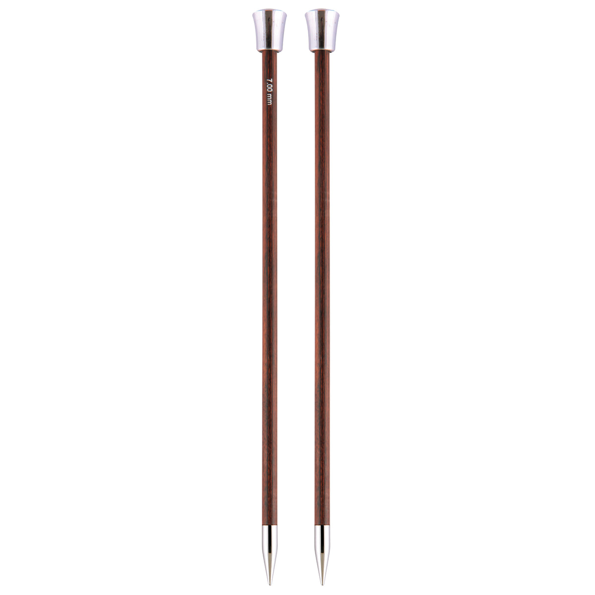 Pair of KnitPro Royale 7mm striped wooden knitting needles with brass tips