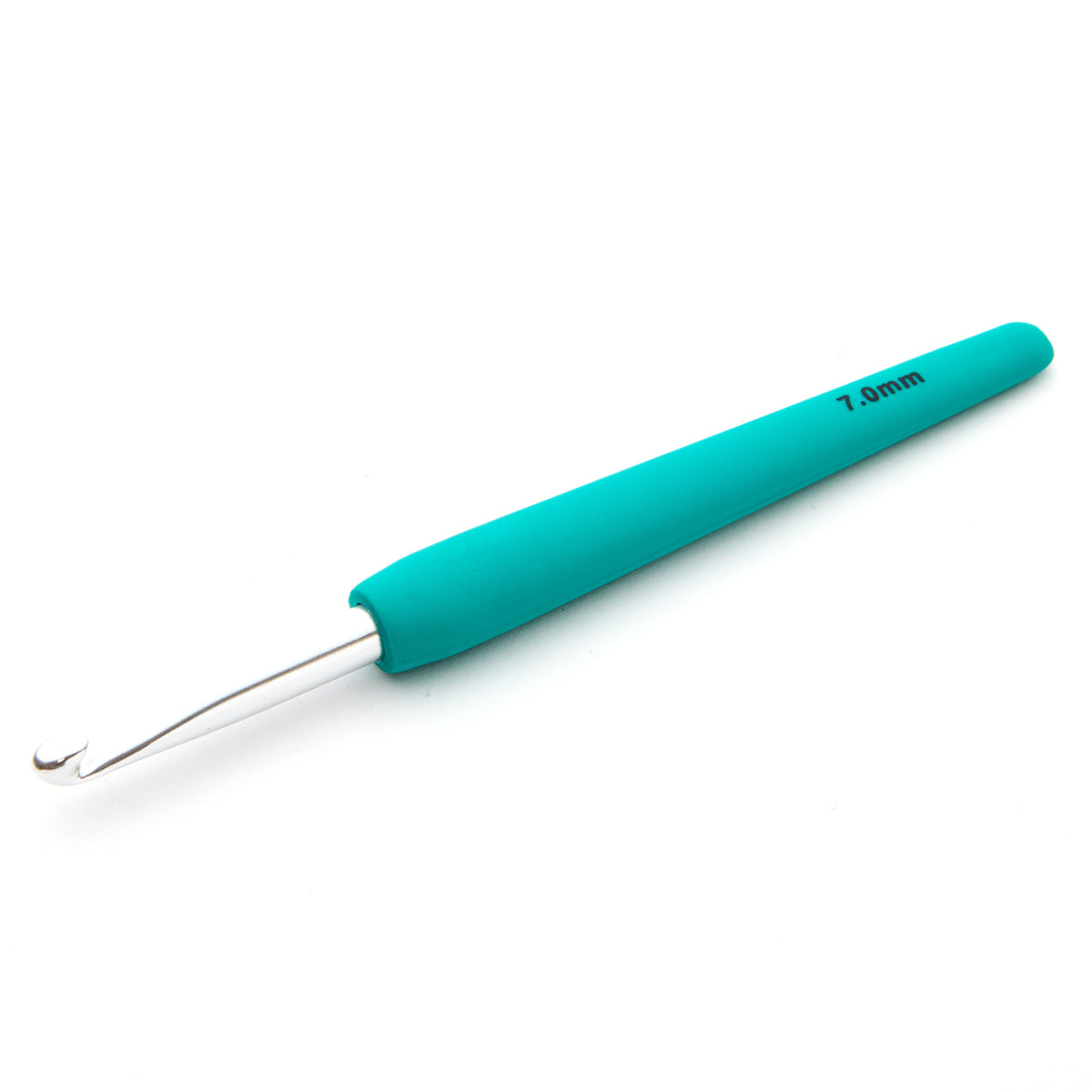KnitPro Waves 2.0 7mm crochet hook with turquoise tranquillity soft grip handle