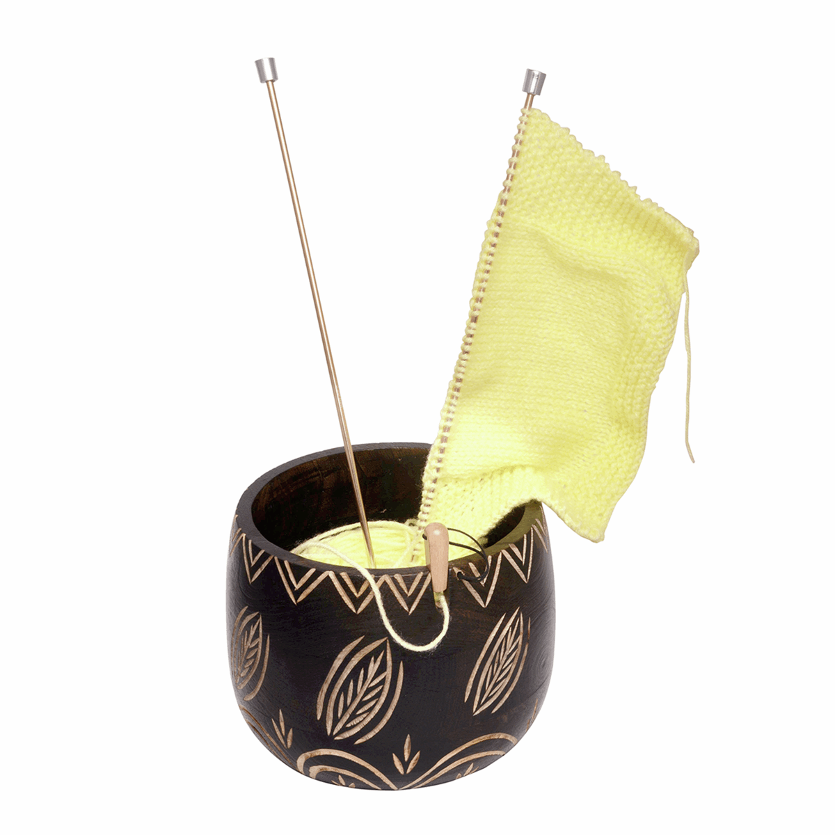 KnitPro Wooden Yarn Bowl - Leafy