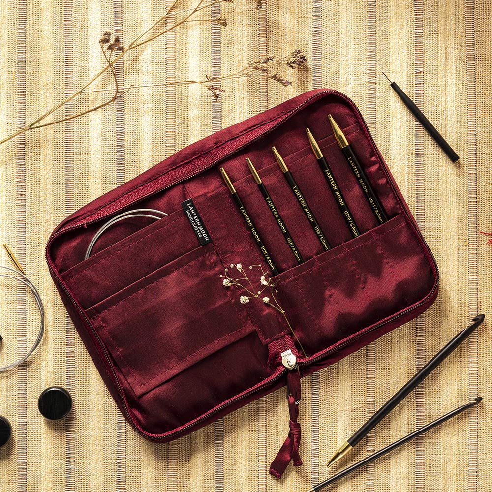 Lantern Moon Bequest ebony Tunisian crochet hook set with silk pouch