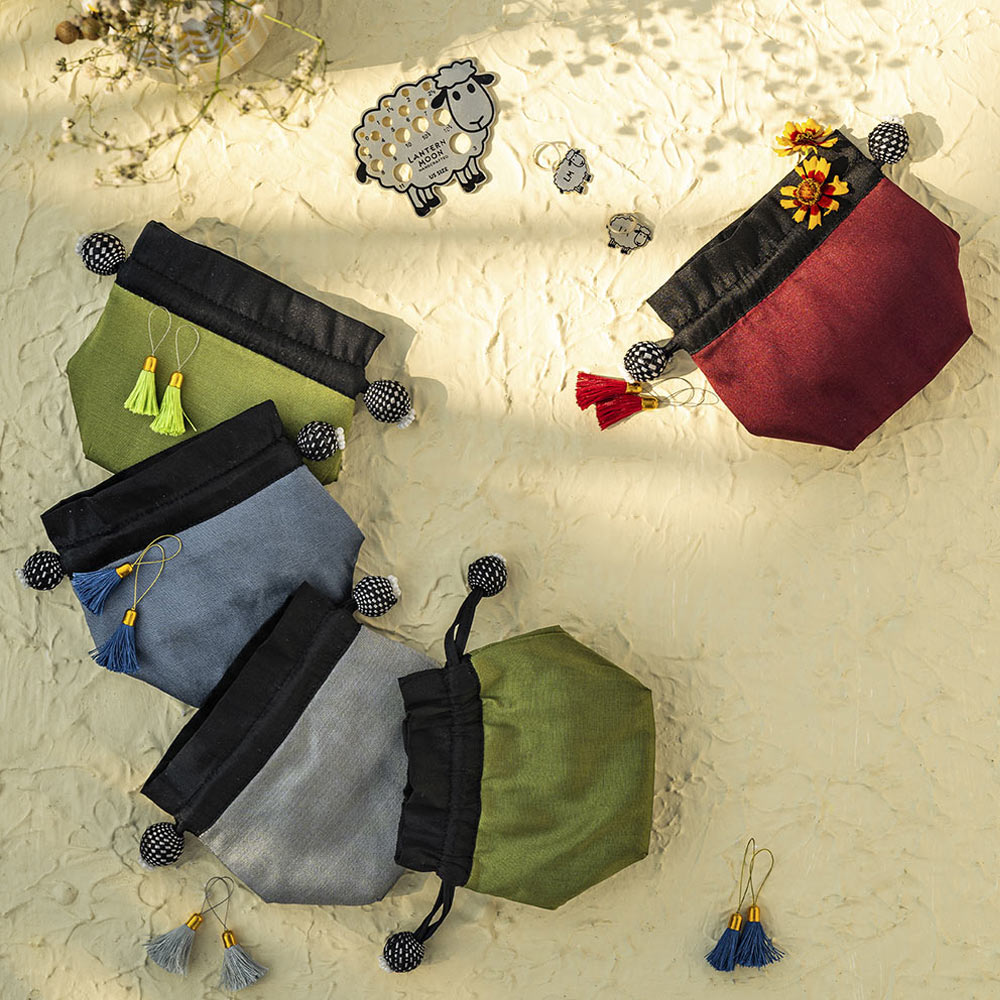 Small silk blend drawstring pouch in the Arctic design