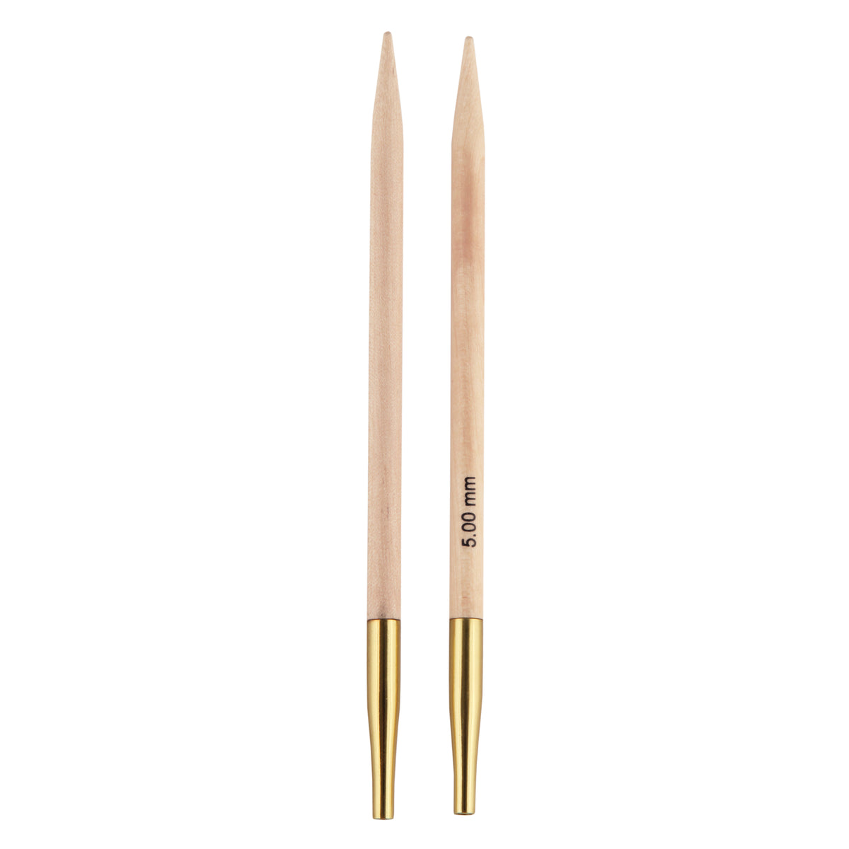 Pair of KnitPro Basix beech wood interchangeable needle tips 5mm
