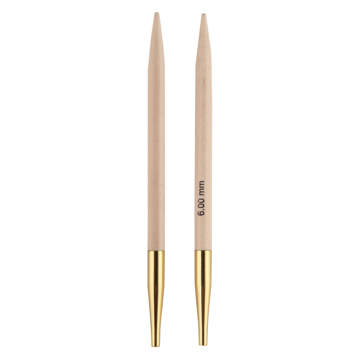 Pair of KnitPro Basix beech wood interchangeable needle tips 6mm