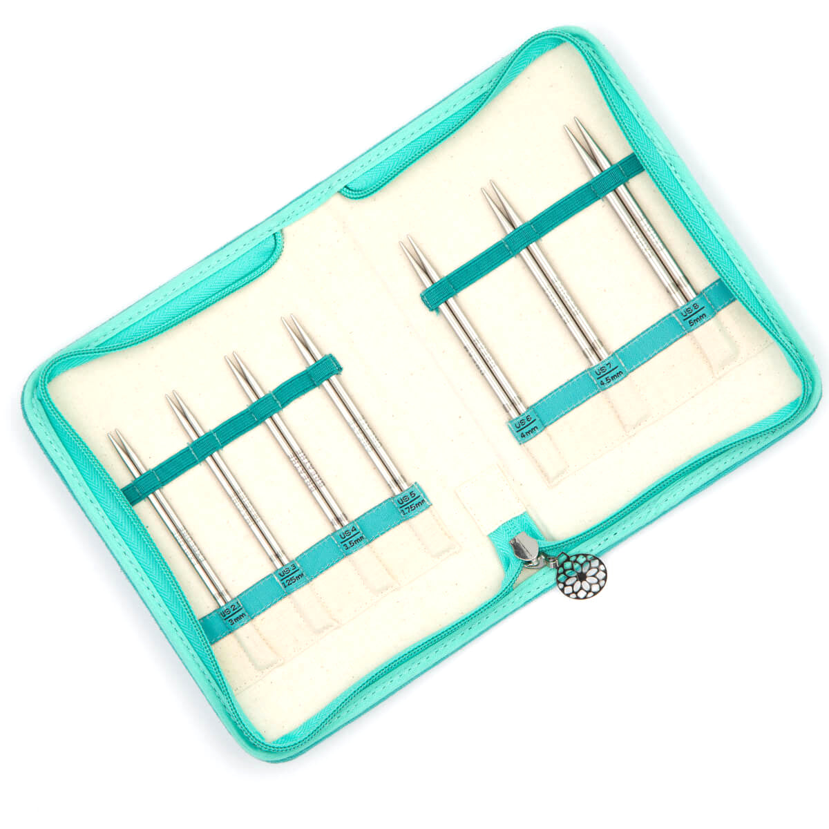 KnitPro Mindful Hope interchangeable needle set in a mandala fabric case