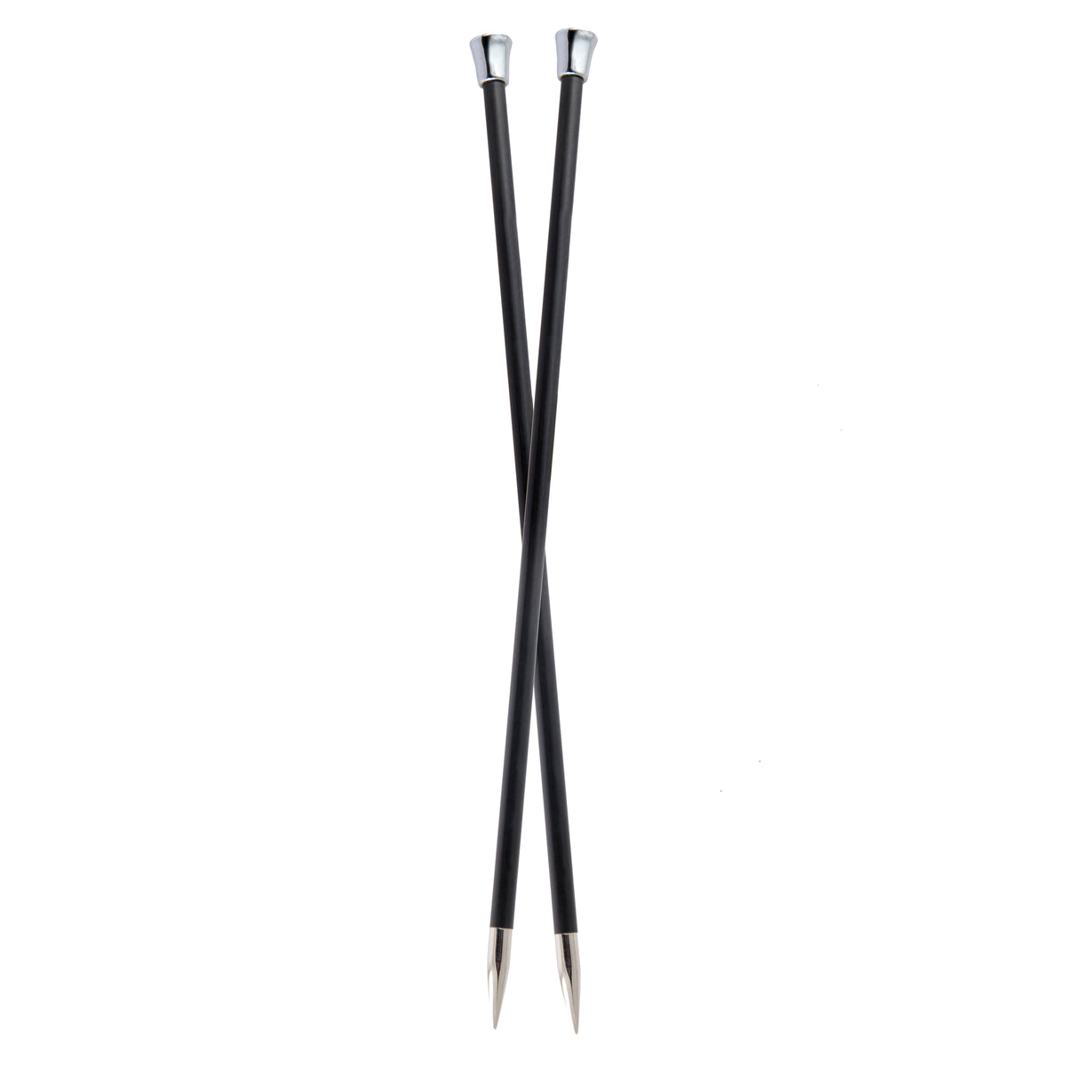 KnitPro Karbonz 35cm single pointed knitting needles, 4.5mm, black carbon fibre with brass tips