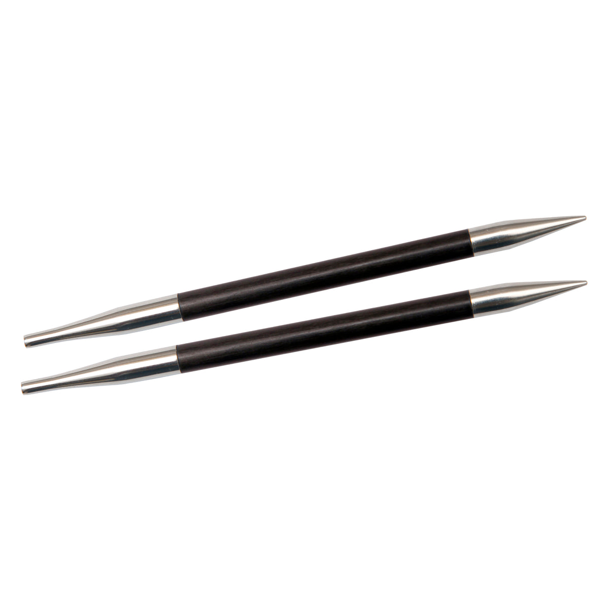 KnitPro Karbonz 10cm special interchangeable circular needle tips, 5.5mm, black carbon fibre with brass tips