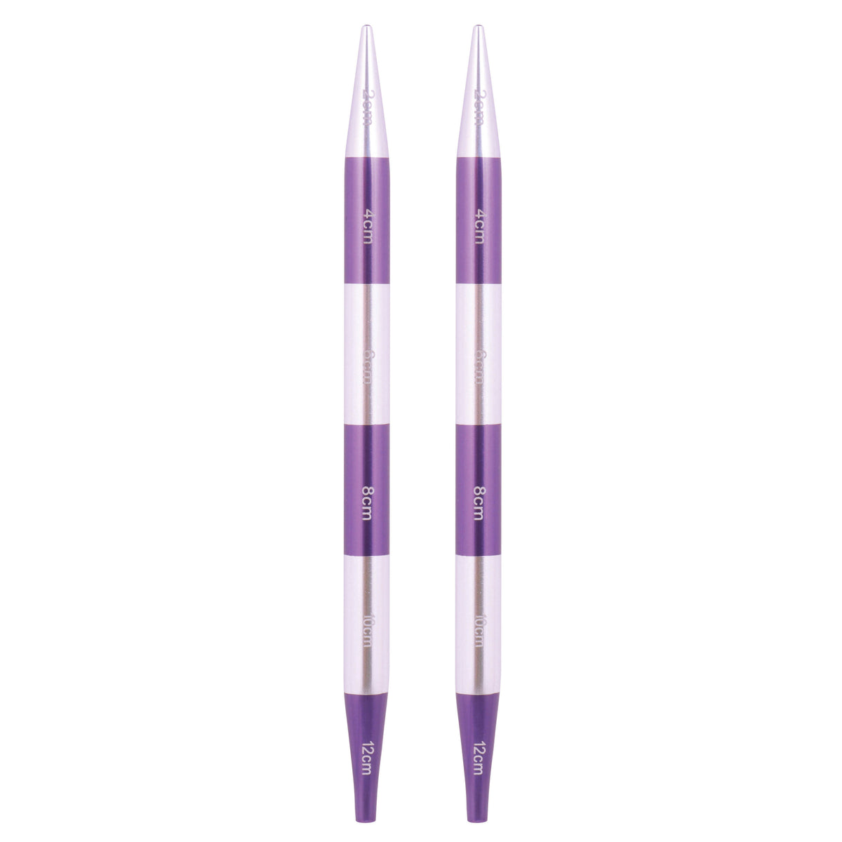 Pair of KnitPro Smart Stix 7mm metallic striped aluminium needle tips