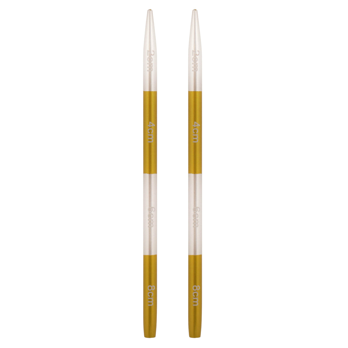 Pair of KnitPro Smart Stix 3.5mm metallic striped aluminium needle tips