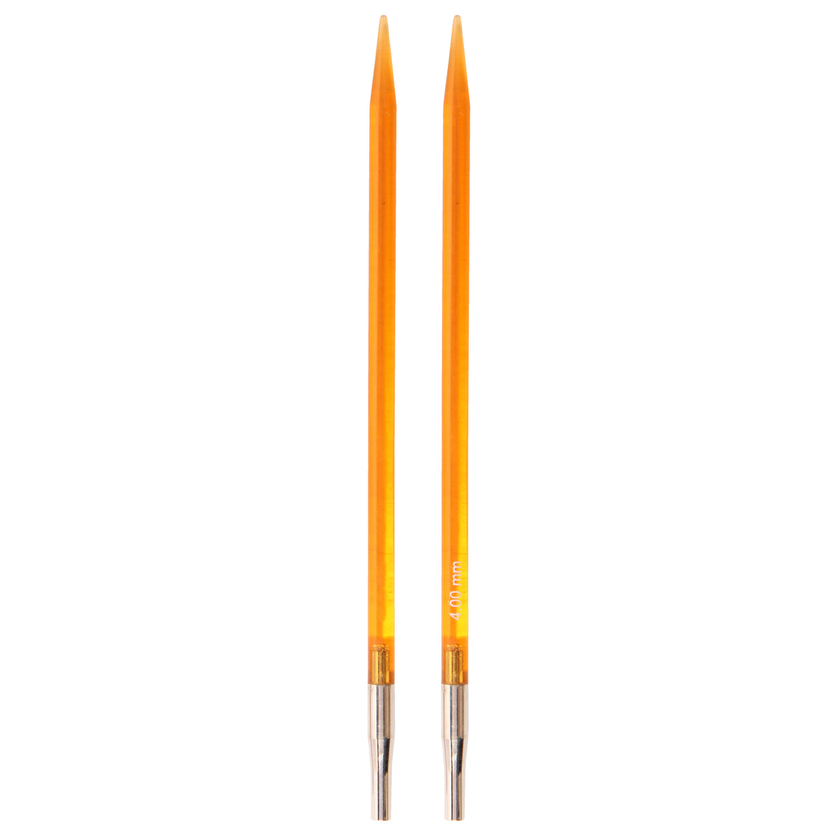 Pair of colourful KnitPro Trendz acrylic interchangeable circular needle tips, 4mm