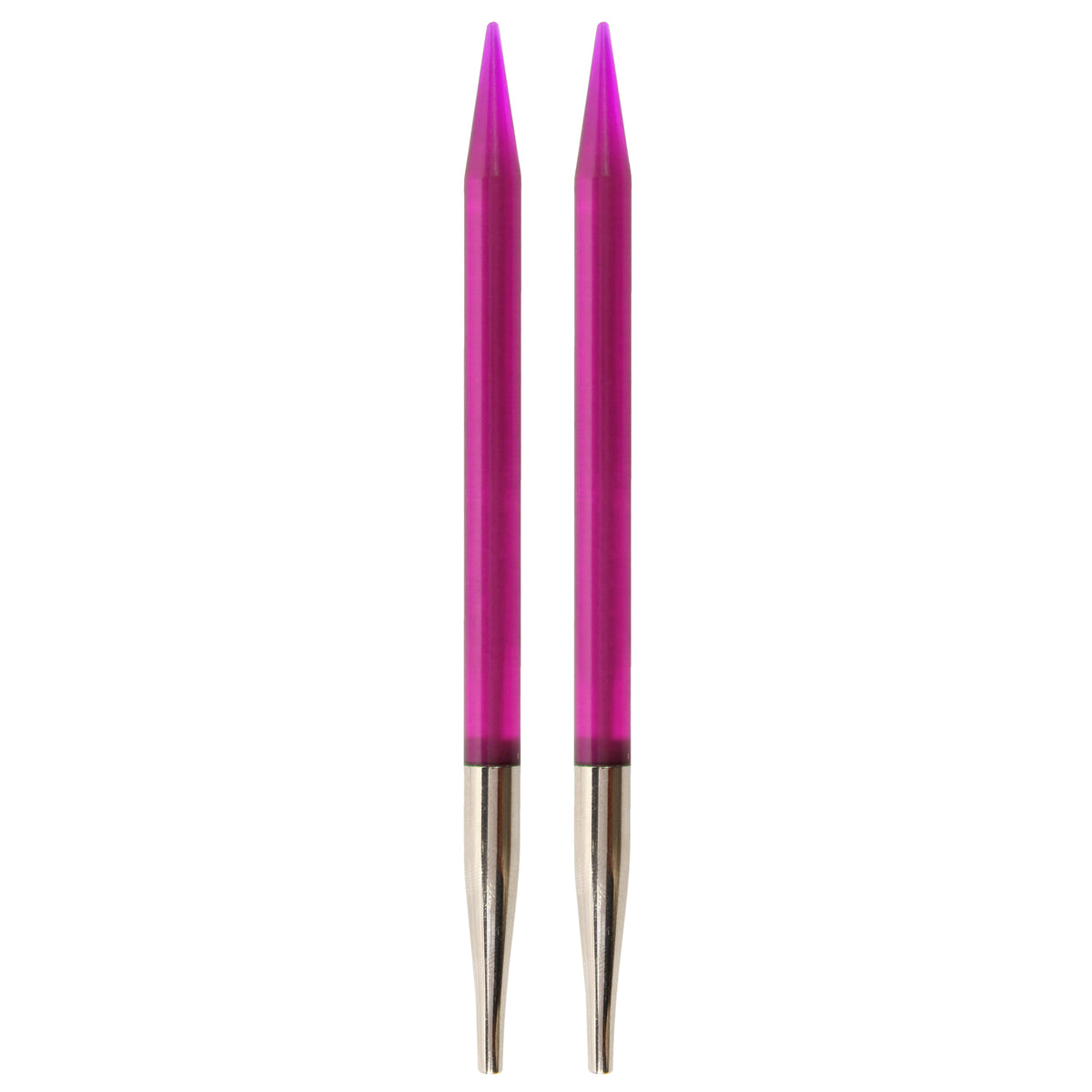 Pair of colourful KnitPro Trendz acrylic interchangeable circular needle tips, 8mm