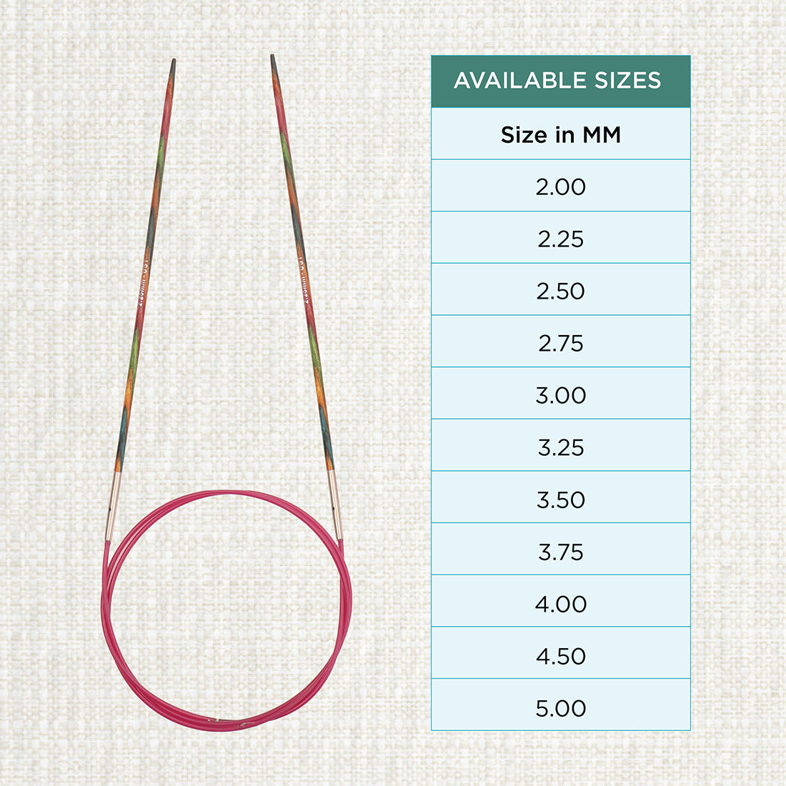KnitPro Symfonie multi-coloured wooden fixed circular knitting needle, 25cm, 3.5mm