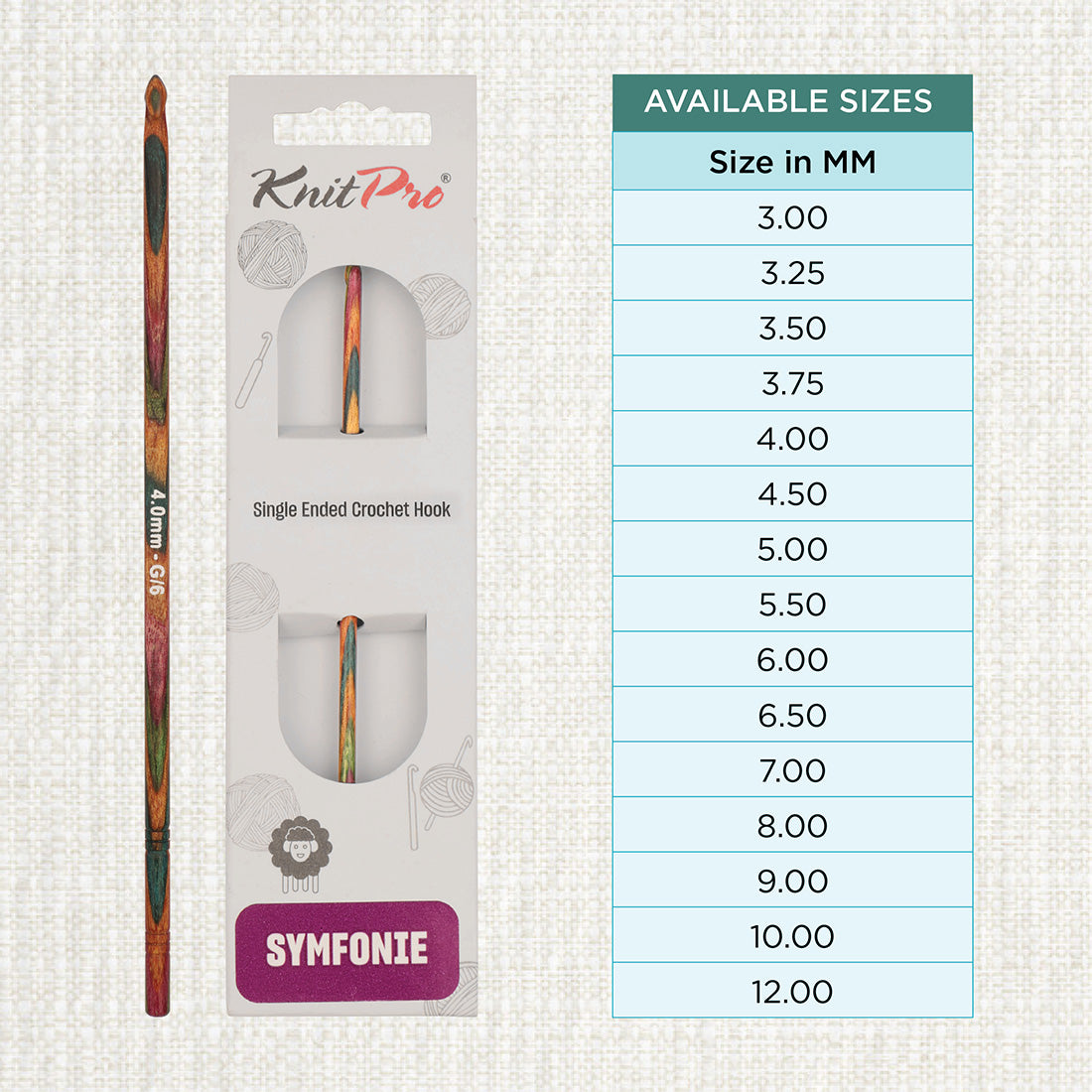 KnitPro Symfonie 2 4.00mm laminated birch wood crochet hook