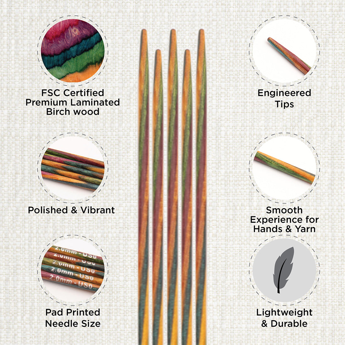 KnitPro Symfonie 2 15cm double-pointed knitting needle set in fabric case