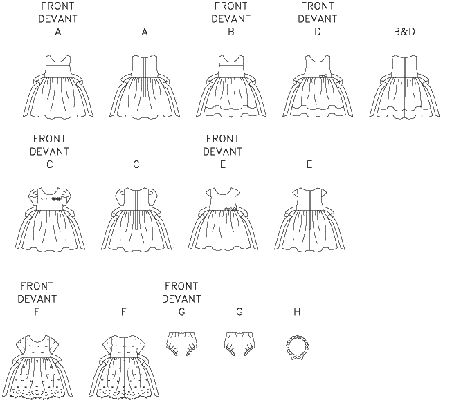 McCall's M6015 pattern envelope showing baby dresses